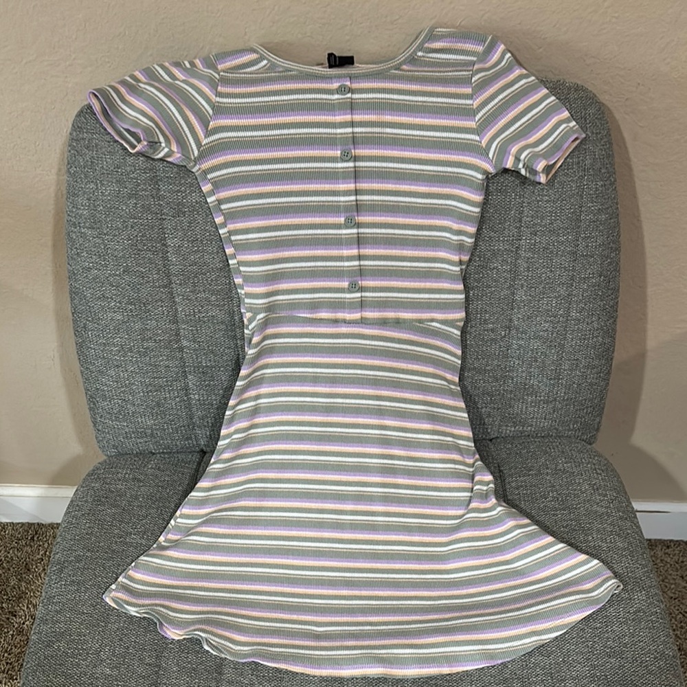 Art Class White and Purple Fit and Flare Dress